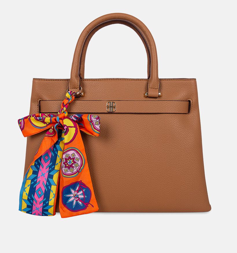 Laurent David Sac &agrave; main avec Foulard en Cognac pour femmes (374013)