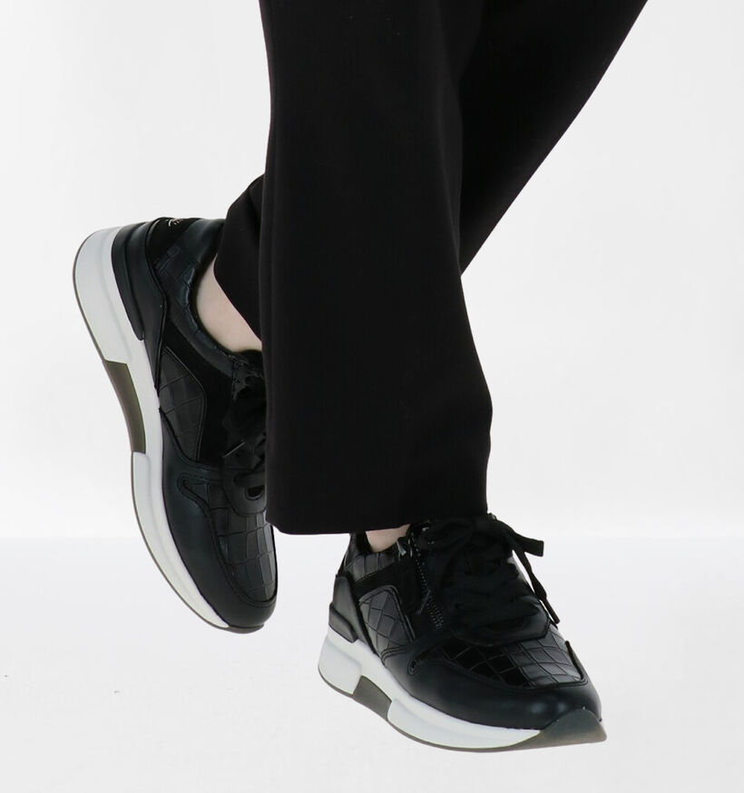 Gabor Rollingsoft Zwarte Veterschoenen in leer (282347)