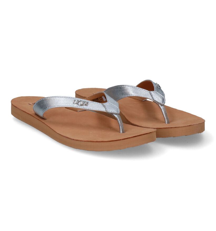 UGG Tawney Logo Zilveren Teenslippers in leer (303417)