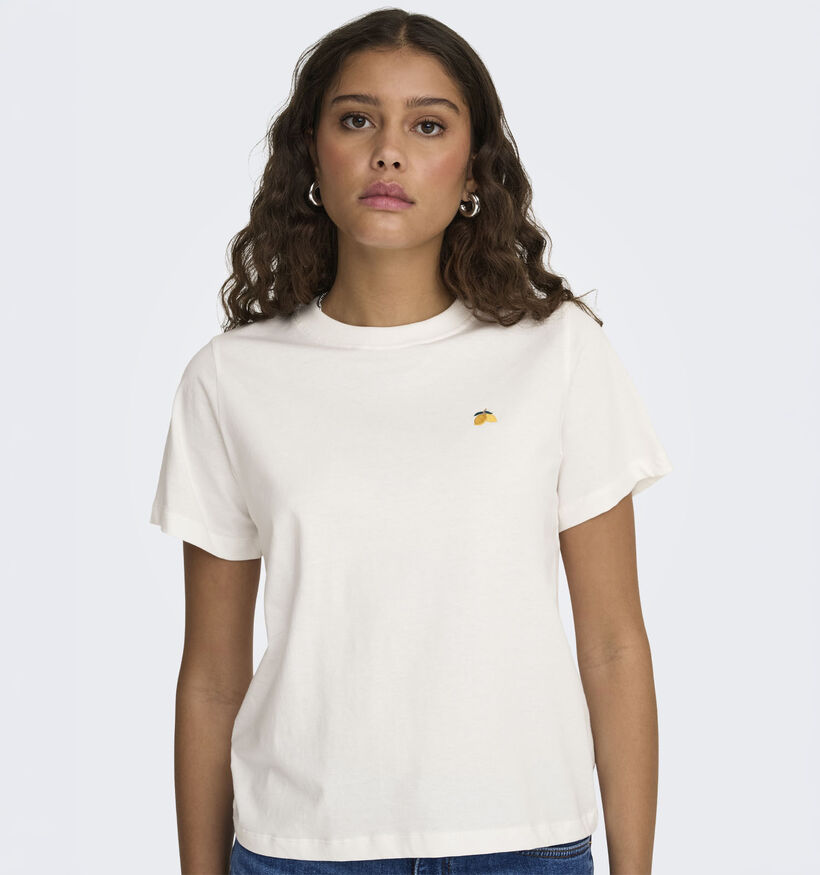 JDY Pisa Lemon Witte T-shirt voor dames (374851)