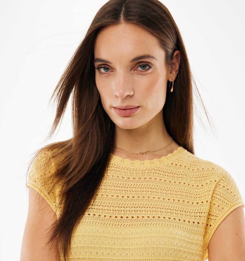 Mexx Ajour Capsleeve Gele T-shirt voor dames (368565)