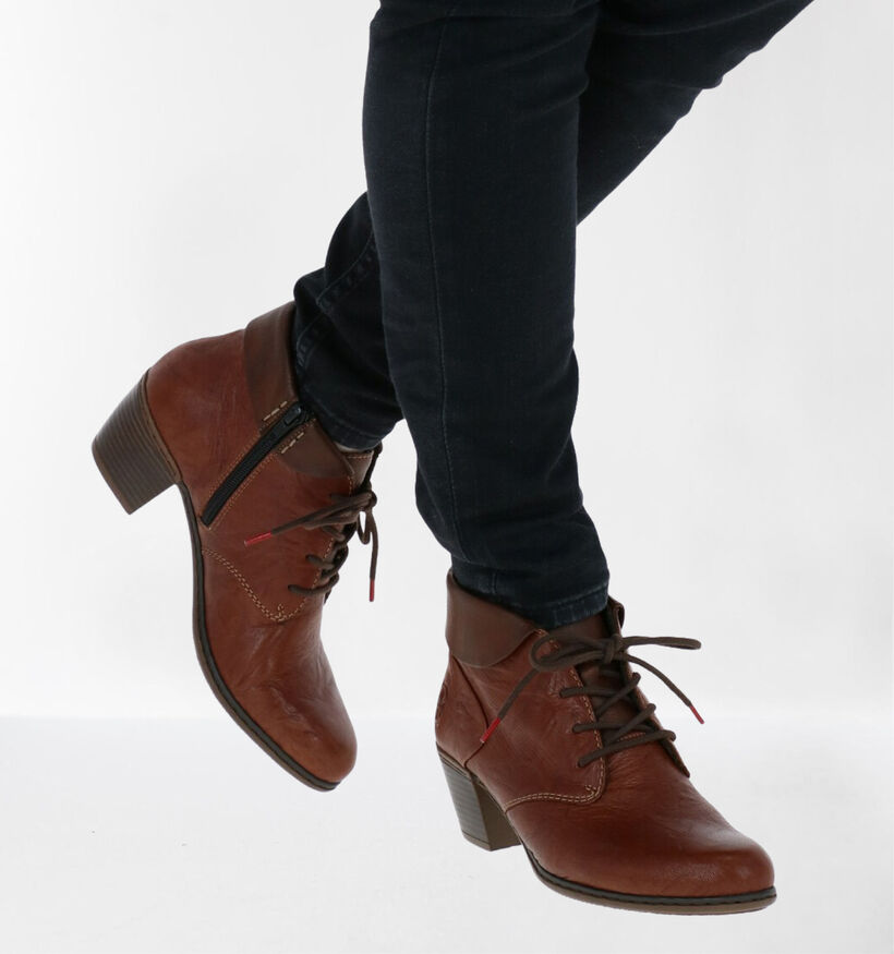 Rieker Bottines à lacets en Cognac pour femmes (344405)