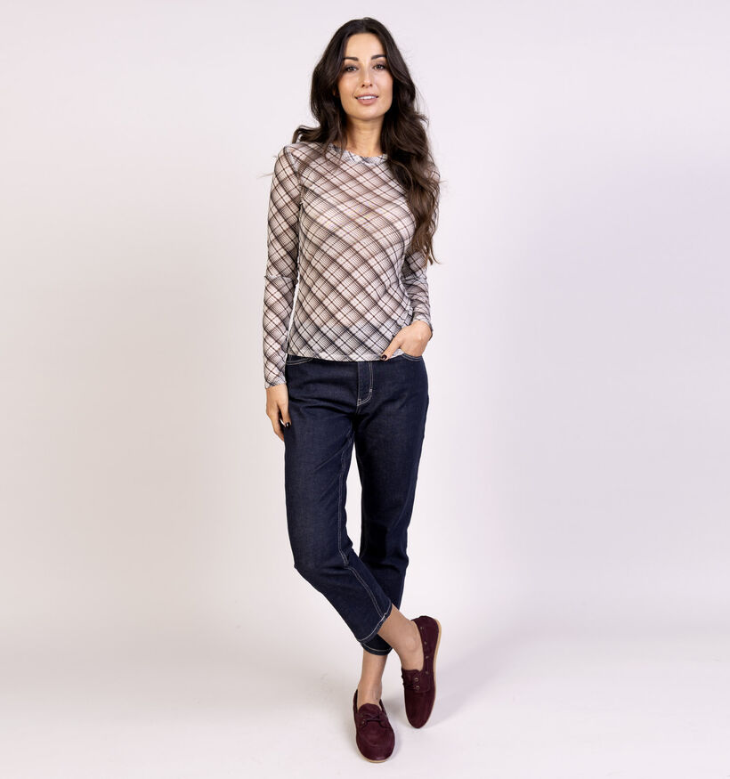 Vila Voletteis Tartan Beige T-shirt met Lange Mouwen voor dames (366149)