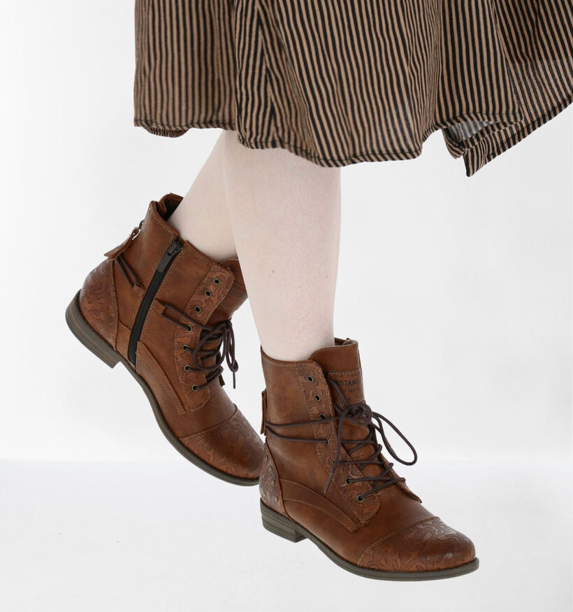Mustang Cognac Bottines in kunstleer (277300)