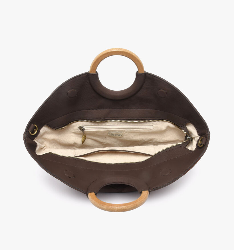 Woomen Neflier Patchwork Sac &agrave; main en Brun fonc&eacute; pour femmes (378678)