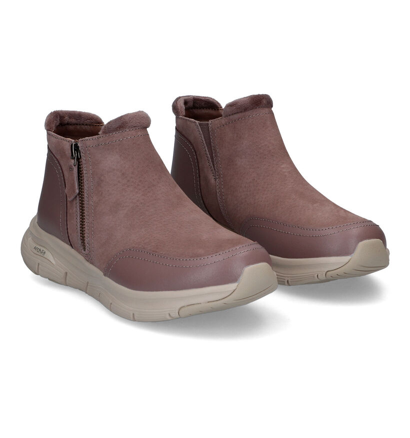 Skechers Arch Fit Smooth Taupe boots voor dames (314046) - geschikt voor steunzolen