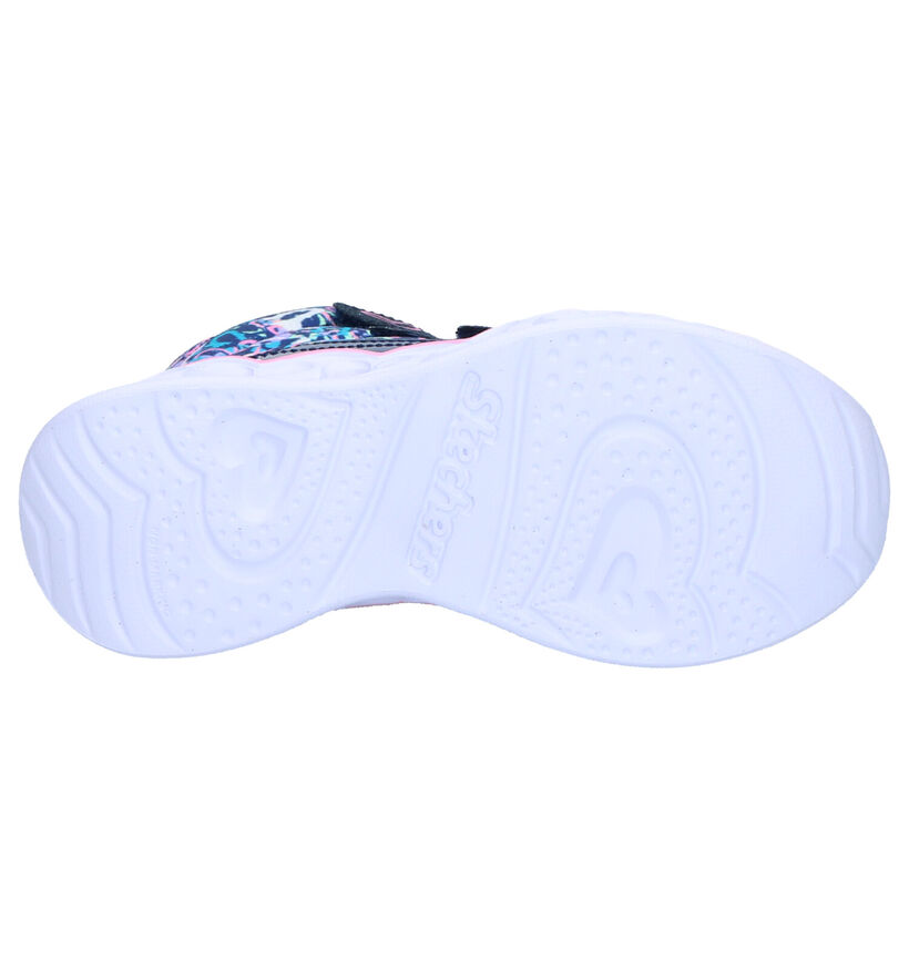 Skechers Heart Lights Blauwe Lichtjesschoenen in stof (263425)