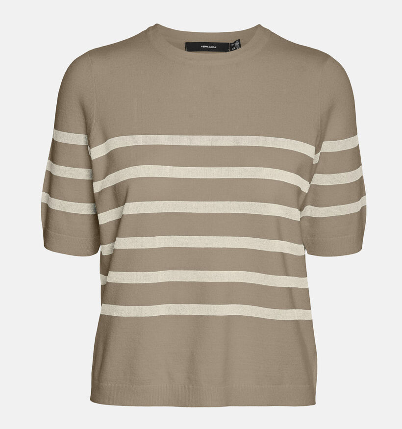 Vero Moda Saba Plain Donkerbeige Pull met Korte Mouwen voor dames (367188)