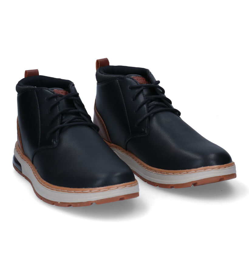 Skechers Evenston Renli Chaussures Hautes en Noir en cuir (295656)