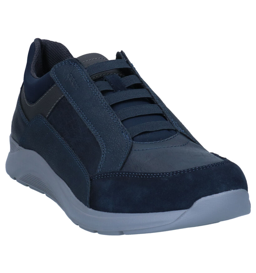 Geox Damiano Chaussures Slip-on en Bleu en cuir (294055)