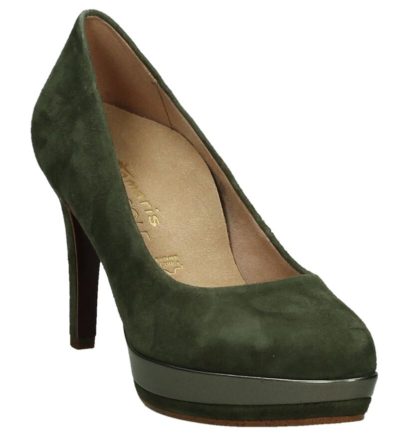 Tamaris Escarpins classique en Vert kaki en daim (202713)