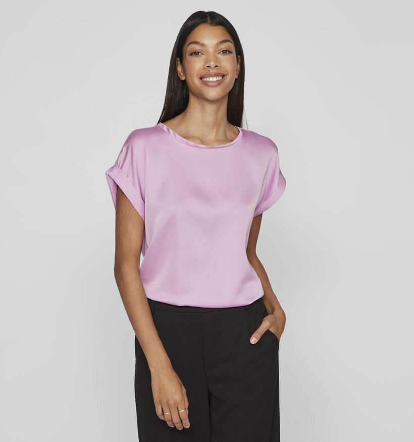 Vila Ellette Satin Bruine T-shirt voor dames (361343)