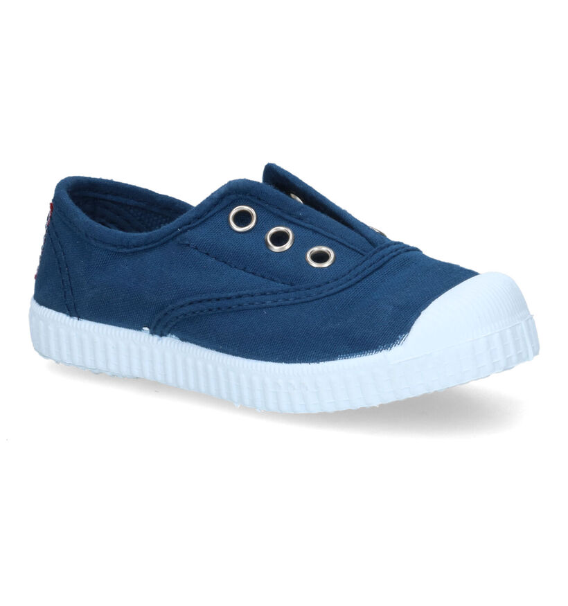 Cienta Blauwe Slip-on Sneakers in stof (320178)