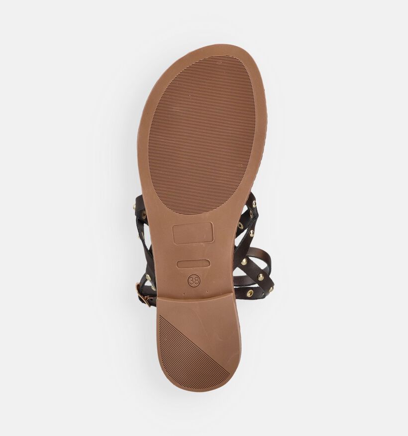 Scapa Sandales plates en Brun fonc&eacute; pour femmes (373296)