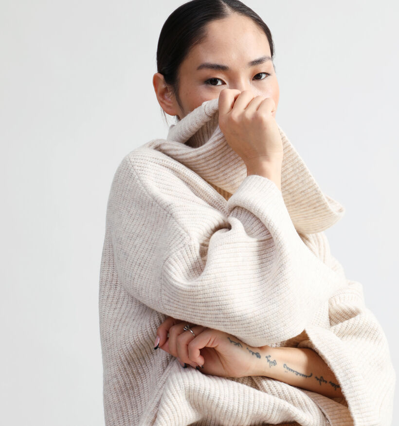 comma Pull avec col roulé en Beige pour femmes (333895)