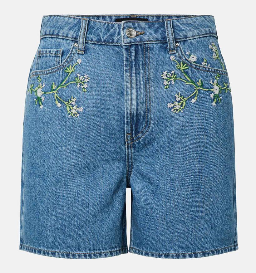 Pieces Sky Embroidery Denim Short en Bleu pour femmes (372382)
