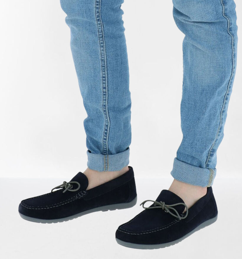 Geox Tivoli Blauwe Mocassins in daim (287196)