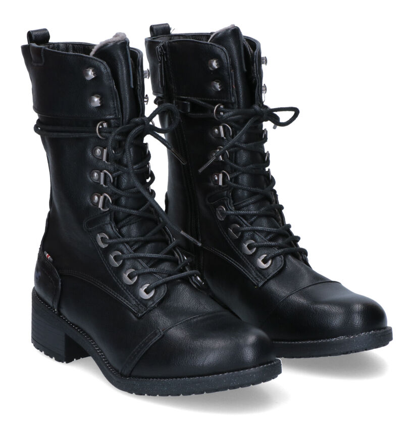 Mustang Bottes à lacets en Noir en simili cuir (313811)
