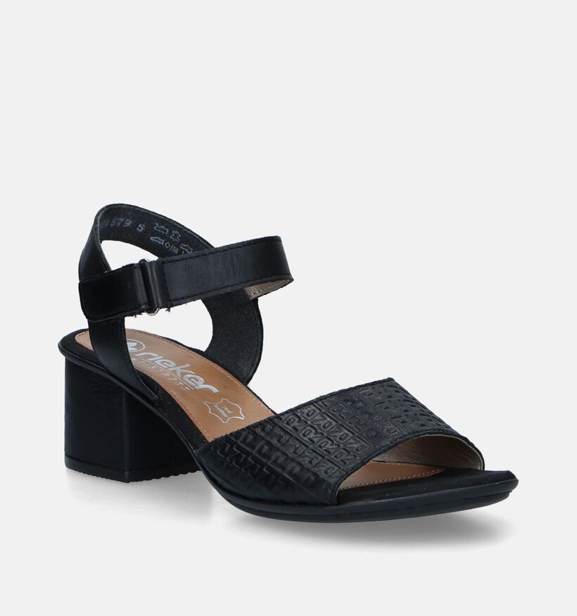 Rieker Zwarte Sandalen met hak voor dames (339124)