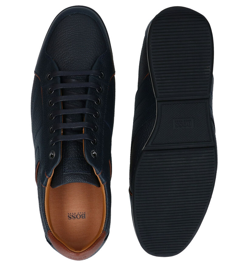 Hugo Boss Saturn Low Blauwe Veterschoenen in leer (296451)