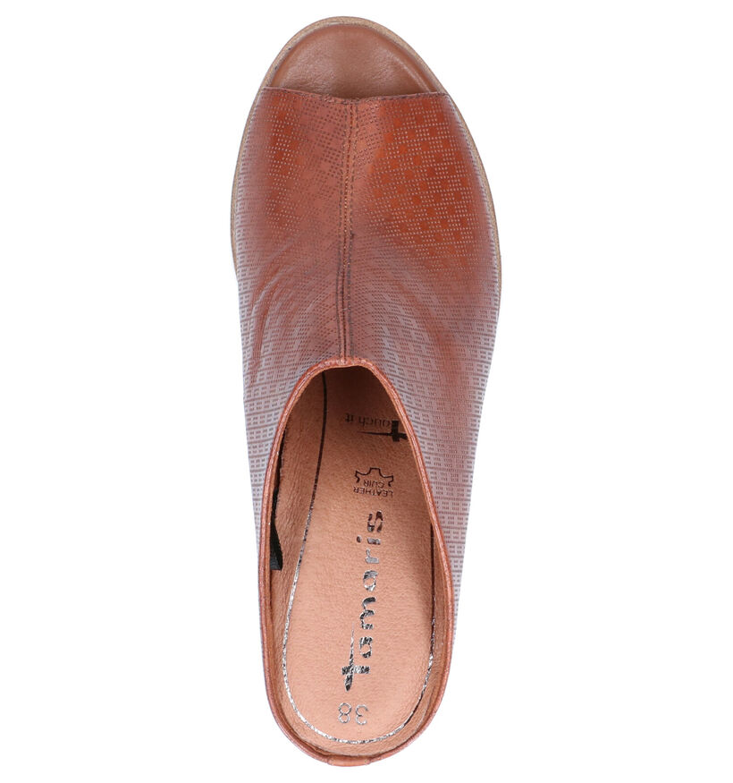Tamaris Nu-pieds compensées en Cognac en cuir (269788)