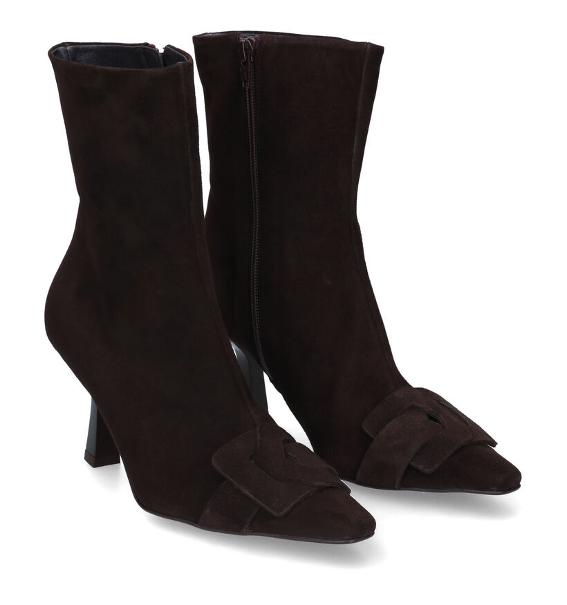 Zinda Bottines à talons en Brun foncé pour femmes (317219)
