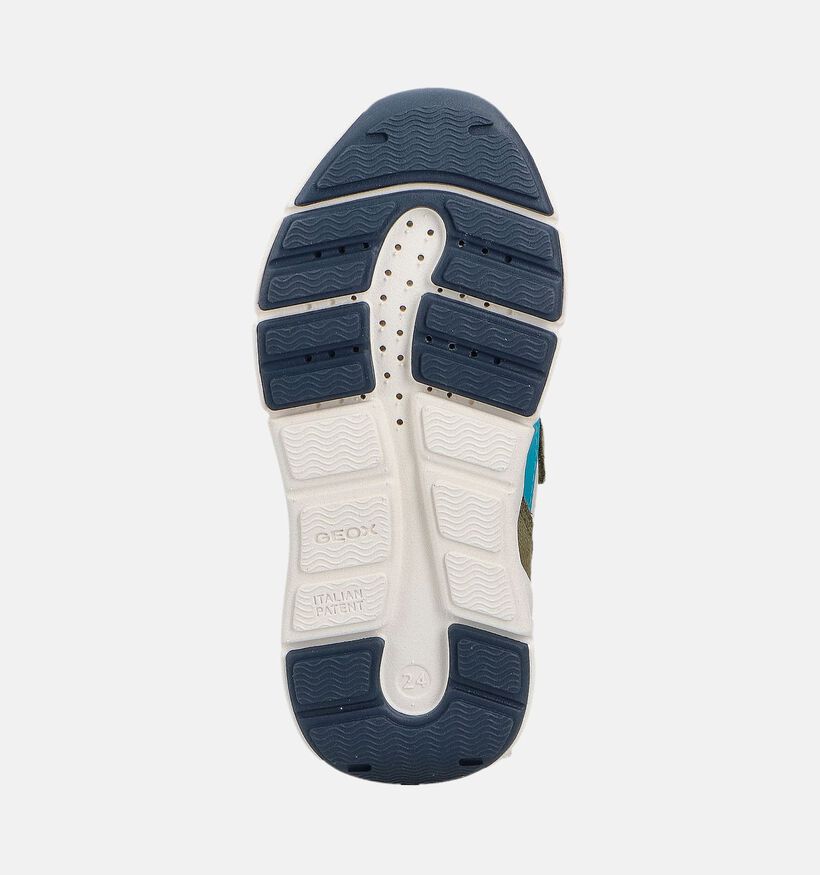 Geox Flexyper Mini Boy Donkergroene Sneakers met Blauw Accent voor meisjes, jongens (360356) - geschikt voor steunzolen