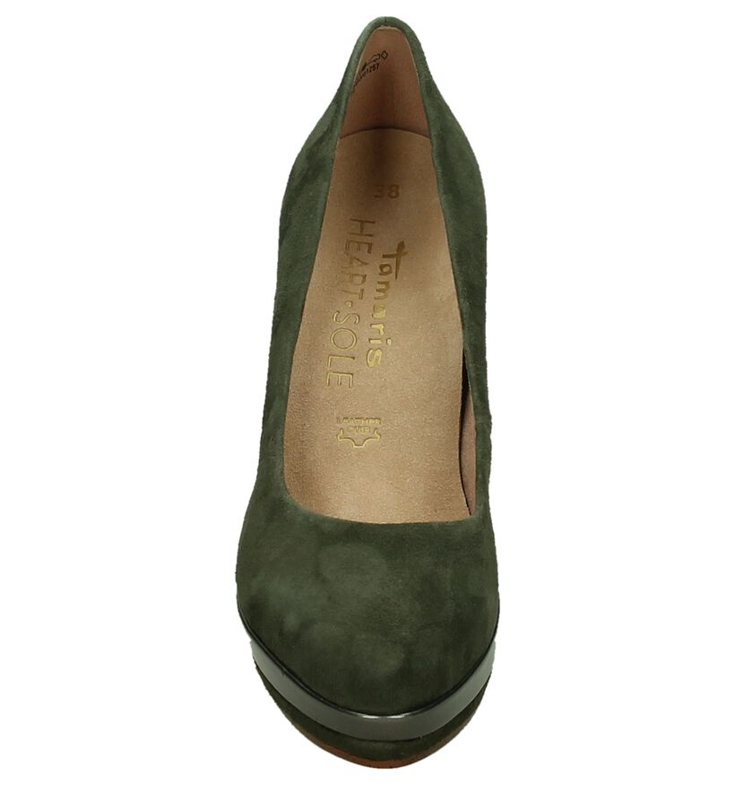 Tamaris Escarpins classique en Vert kaki en daim (202713)