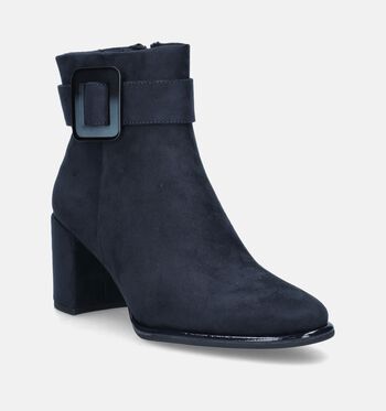Marco Tozzi Enkellaarsjes Zwart/Taupe/Blauw