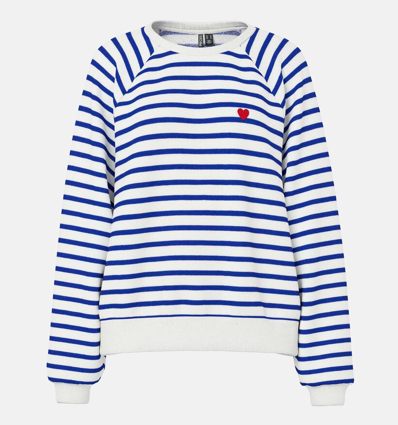 Pieces Greta Witte/Blauwe Gestreepte Sweater voor dames (367078)
