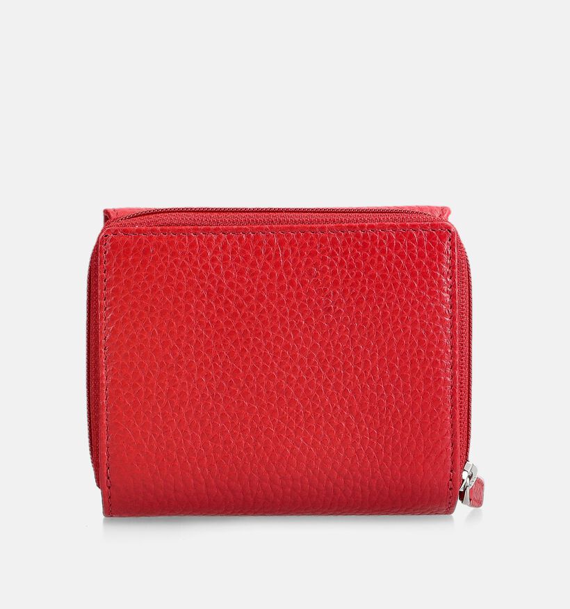 Euro-Leather Cardelli Porte-monnaie zipp&eacute; en Rouge pour femmes (375944)