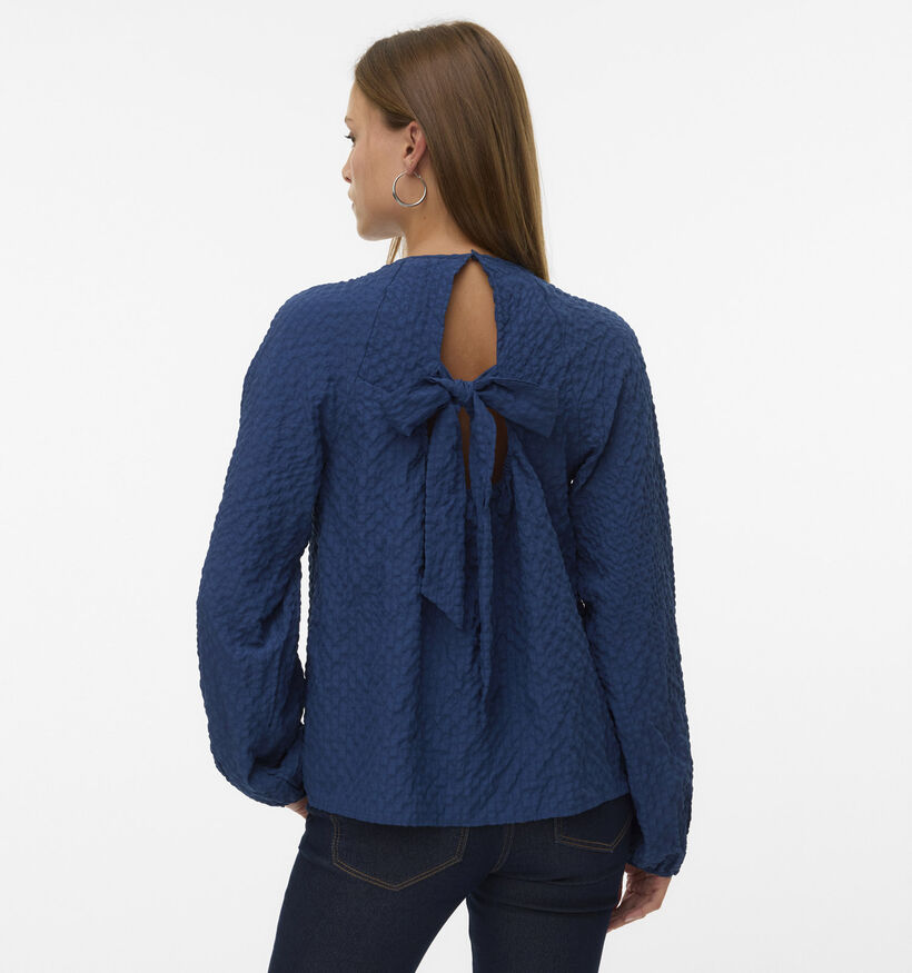 Vero Moda Cira Bow Top Blauwe Blouse voor dames (367225)