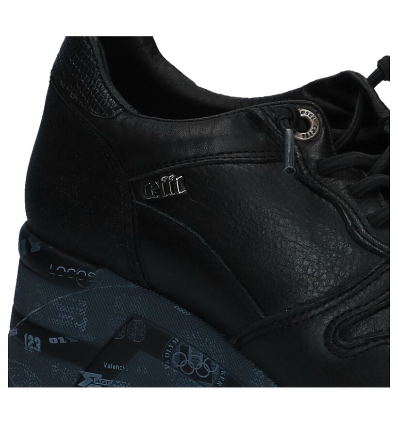 Cetti Sneakers met Sleehak Zwart in leer (229804)