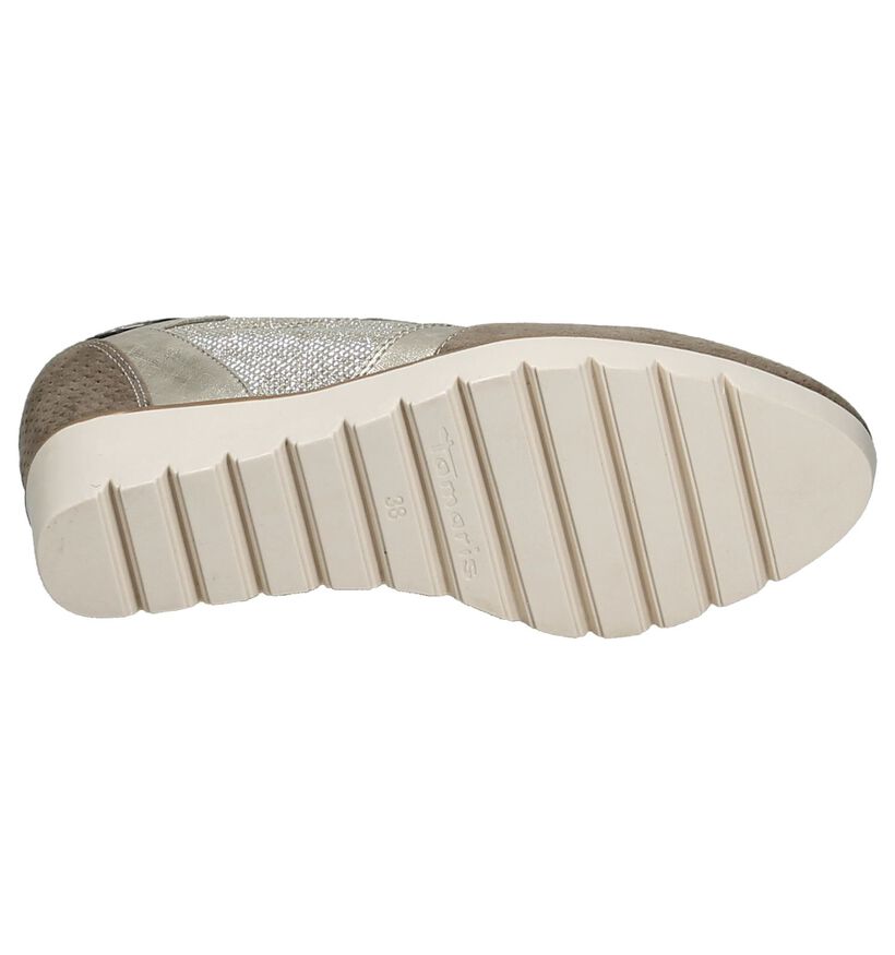 Tamaris Sneaker met Sleehak Taupe/Goud in stof (192474)