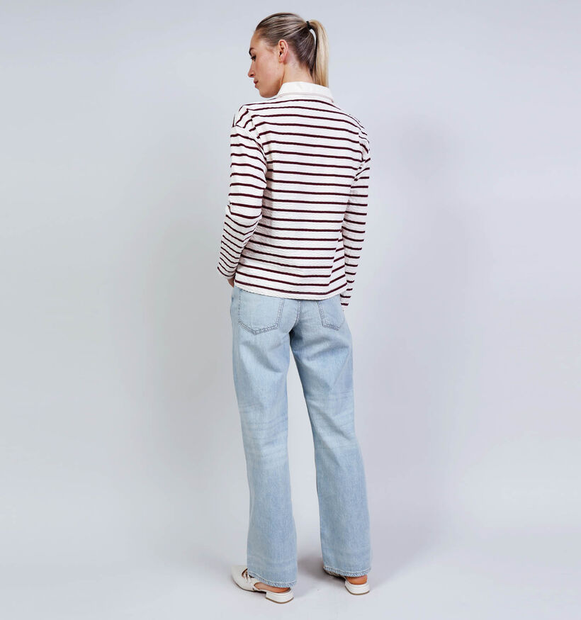 Desires Maiken Beige/Bordeaux Gestreepte Polo T-shirt voor dames (366687)