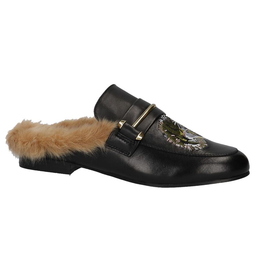 Steve Madden King-P Zwarte Muiltjes in leer (216628)