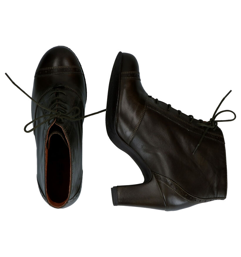 Relance Bottines à lacets en Vert kaki en cuir (300467)