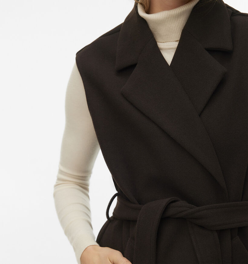 Vero Moda Fortuneaya Donkerbruine Mouweloze Lange Jas voor dames (377544)
