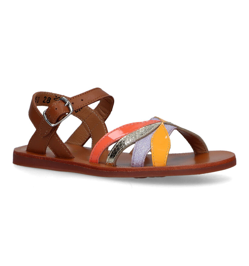 Pom d'Api Plagette Oto Sandales en Cognac pour filles (322874)