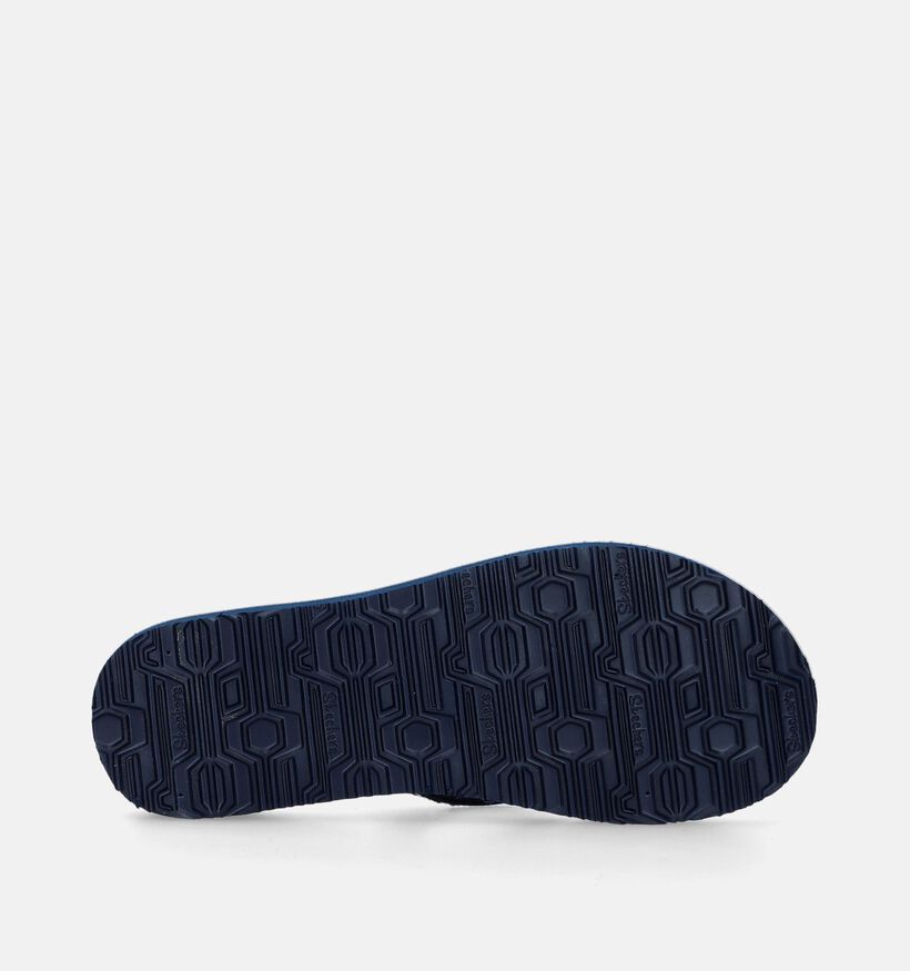 Skechers Meditation Butterfly Garden Blauwe Teenslippers voor dames (338928)