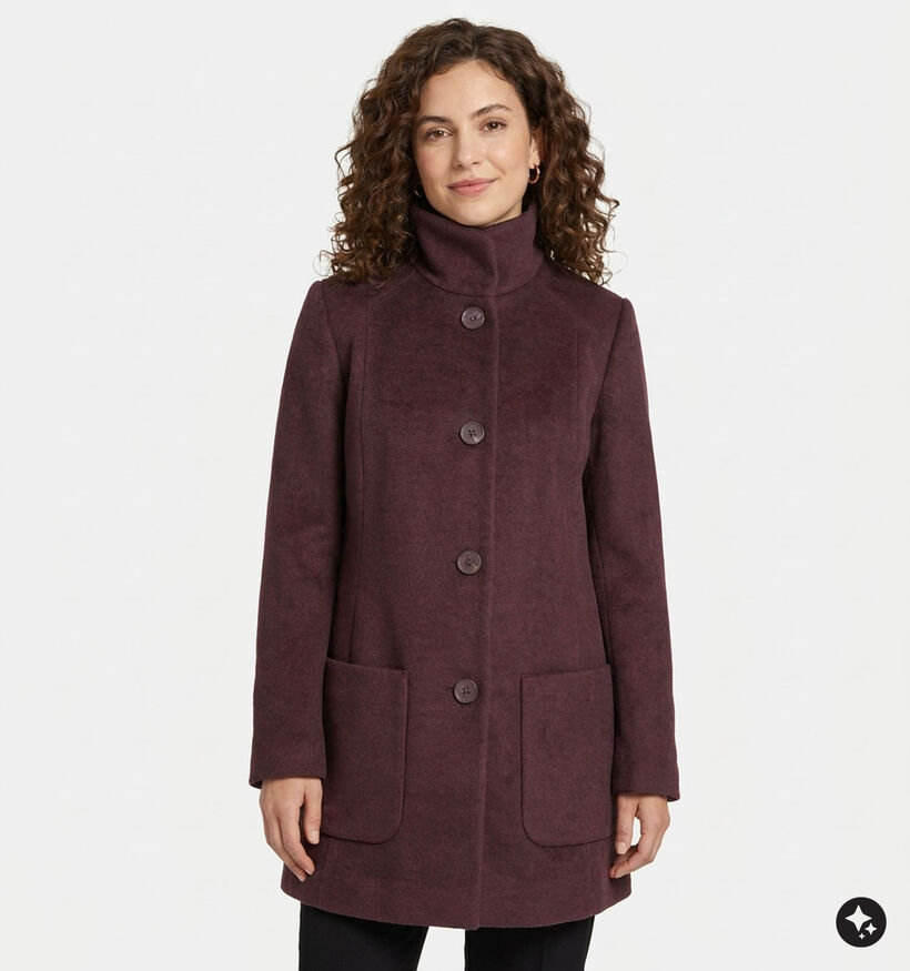 Barbara Lebek Bordeaux Halflange Jas met Hoge Kraag voor dames (380683)