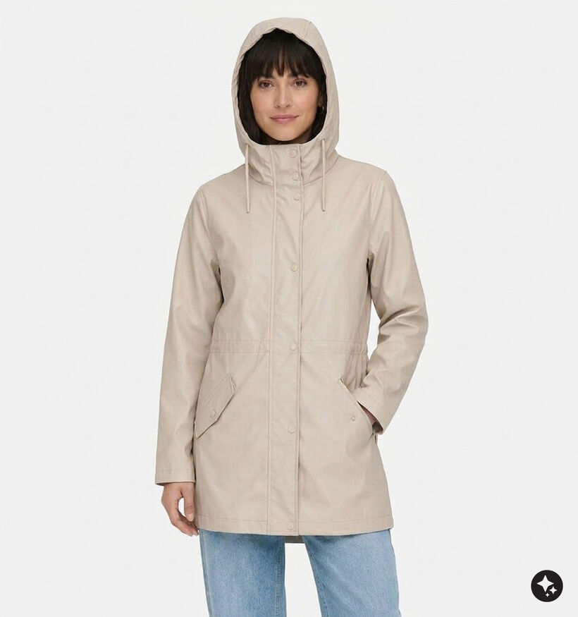Vero Moda Malou Pearl Coated Lichtbeige Regenjas voor dames (378416)
