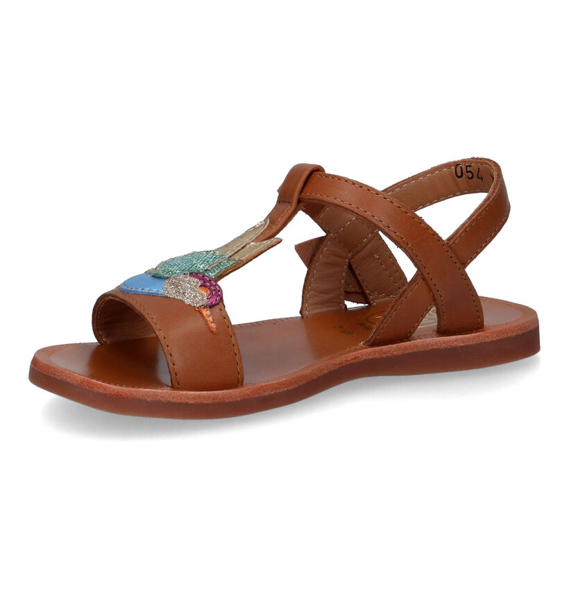 Pom d'Api Plagette Colibri Sandales en Cognac pour filles (304786)