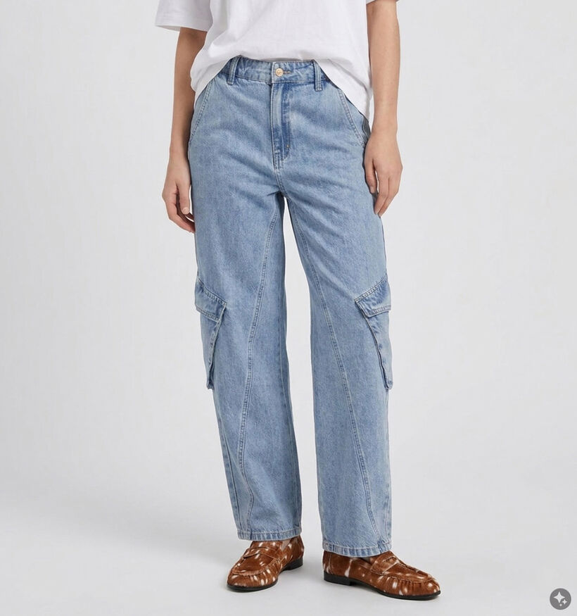 Ador&eacute; Timeo Blauwe Wide Leg Cargo Jeans voor dames (384080)