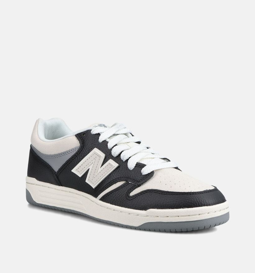 New Balance 480 Baskets en Noir/Ecru pour hommes (375125) - pour semelles orthop&eacute;diques