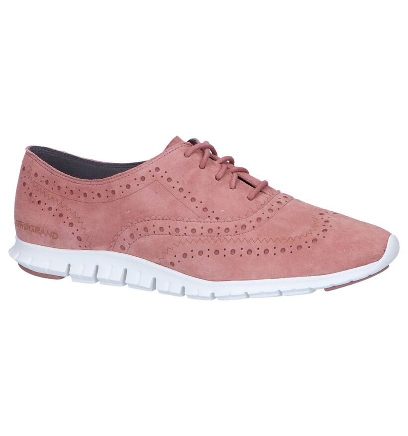 Grijze Oxford Veterschoenen Cole Haan Zerogrand in daim (240405)