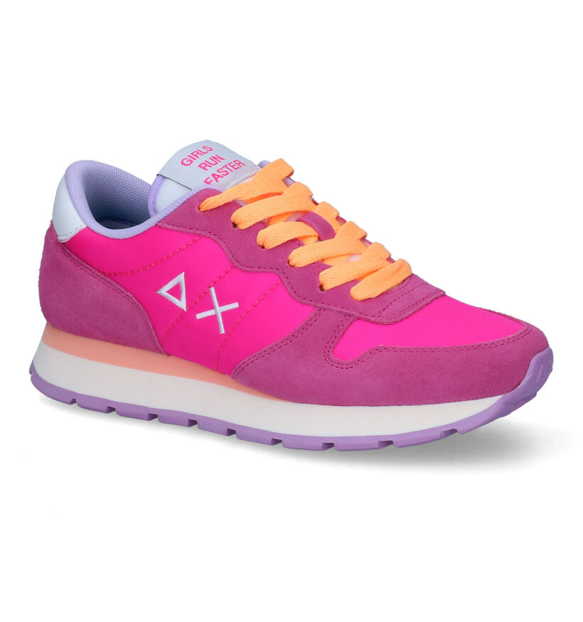 Sun 68 Ally Solid Nylon Fuchsia Sneakers in nubuck (304668)