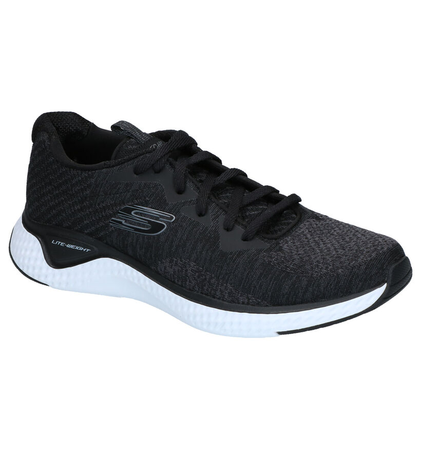 Skechers Solar Fuse Grijze Sneakers in stof (266931)