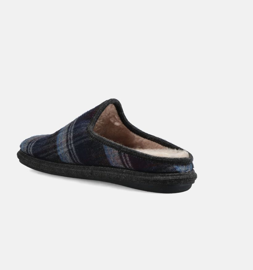 River Woods Elias Pantoufles en Gris/Bleu pour hommes (381219) - pour semelles orthop&eacute;diques