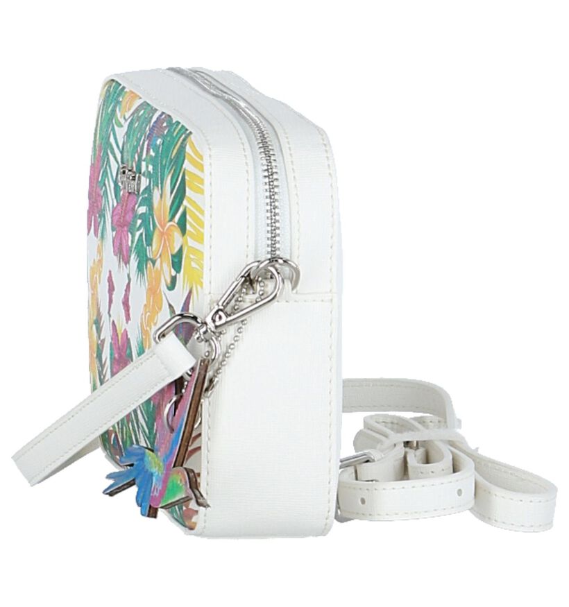 Kisses of Pearl Amalia Witte Crossbody Tas met Tropical Print in kunstleer (236296)